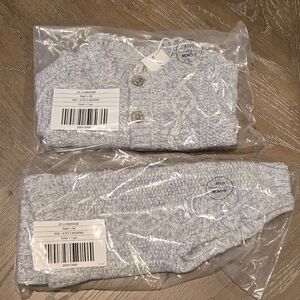 NWT Janie and Jack 0 to 3 month Blue Knit Baby Cardigan and Pant Set